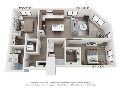 Old Town Lofts 2x2G Floor Plan
